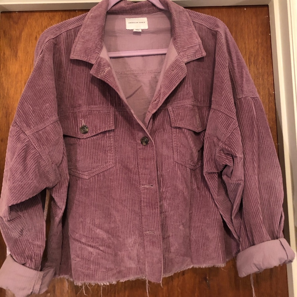 AE Distressed Purple Corduroy Jacket